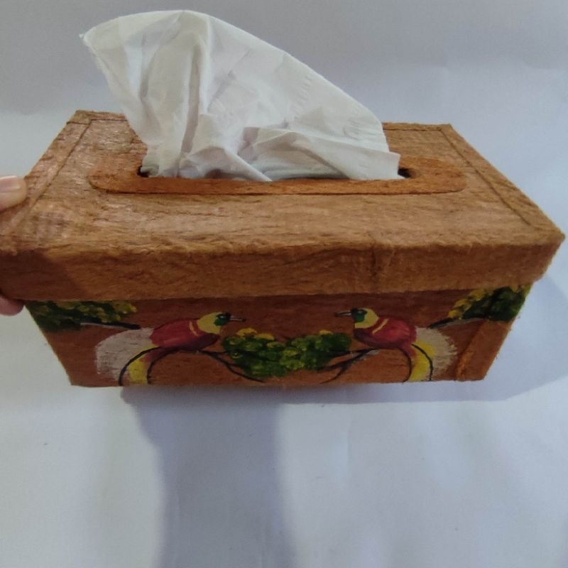 Tempat Kotak Tisu Tissue Kulit Kayu Souvenir Khas Papua
