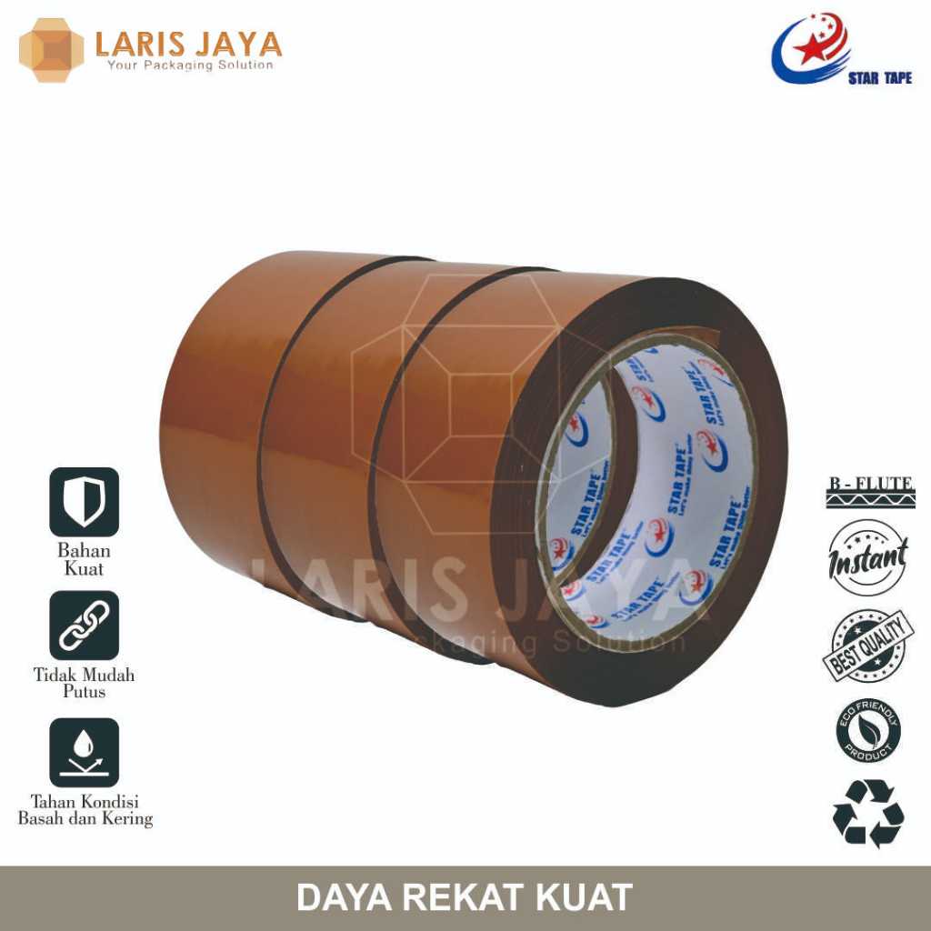 

Lakban Packing Rekat isi 6 pcs Coklat 45 mm x 100 Y Packing Murah ( Lakban ST Coklat 2" (6 pcs) )