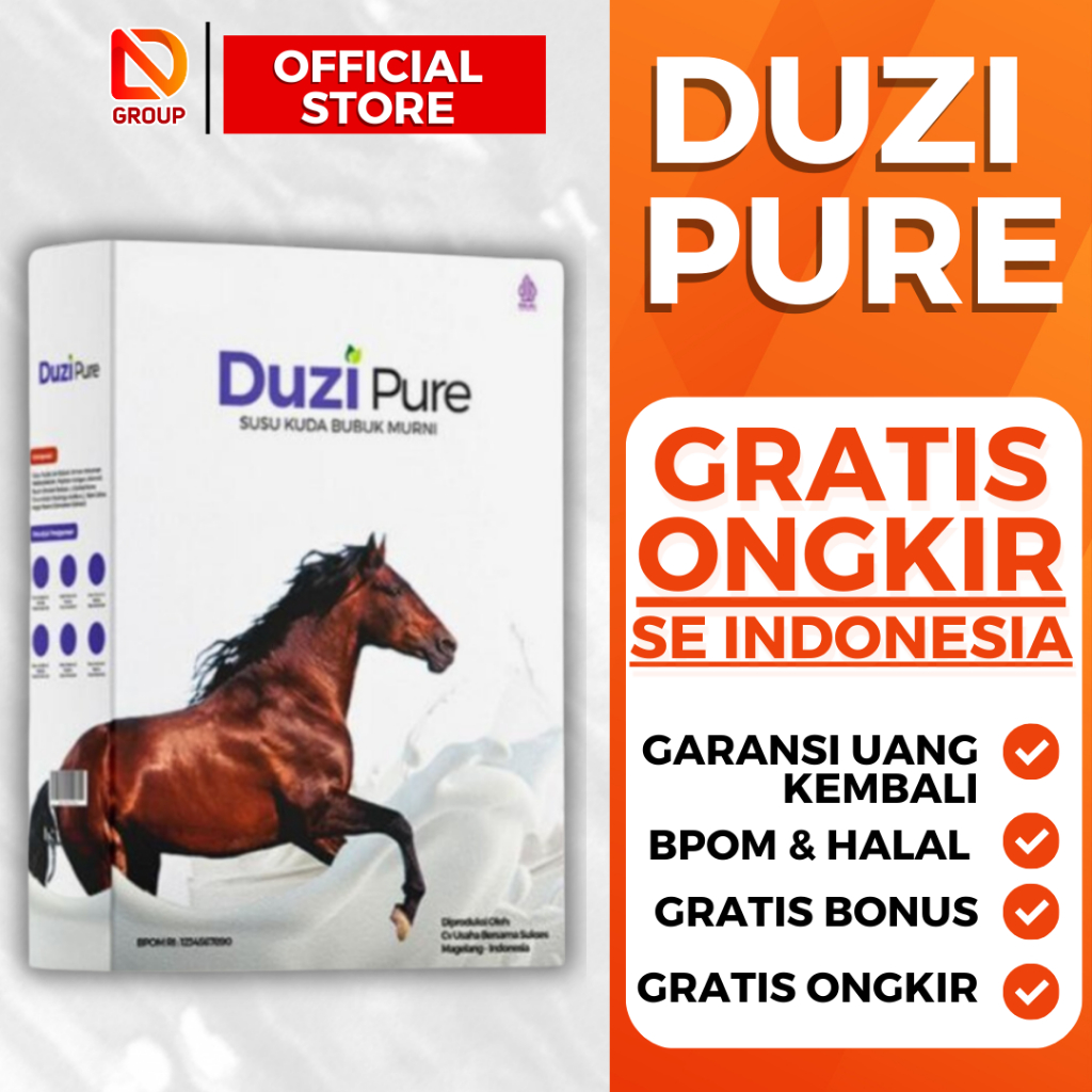 

Duzi Pure Susu Kuda Murni 100% Bubuk Alami Liar Asli Herbal dari Lombok 1 BOX