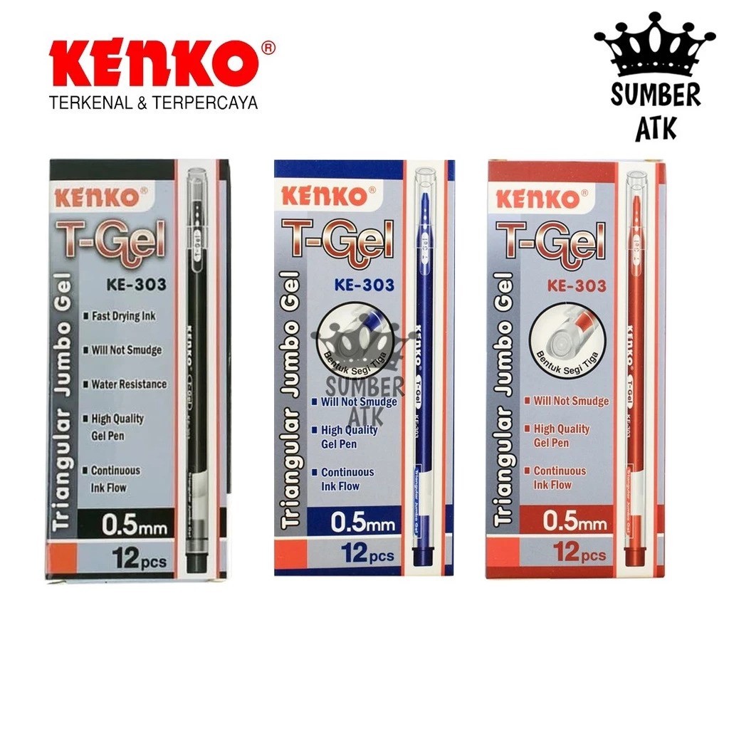 

Gel Pen KE-303 T-Gel Black Blue Red KENKO