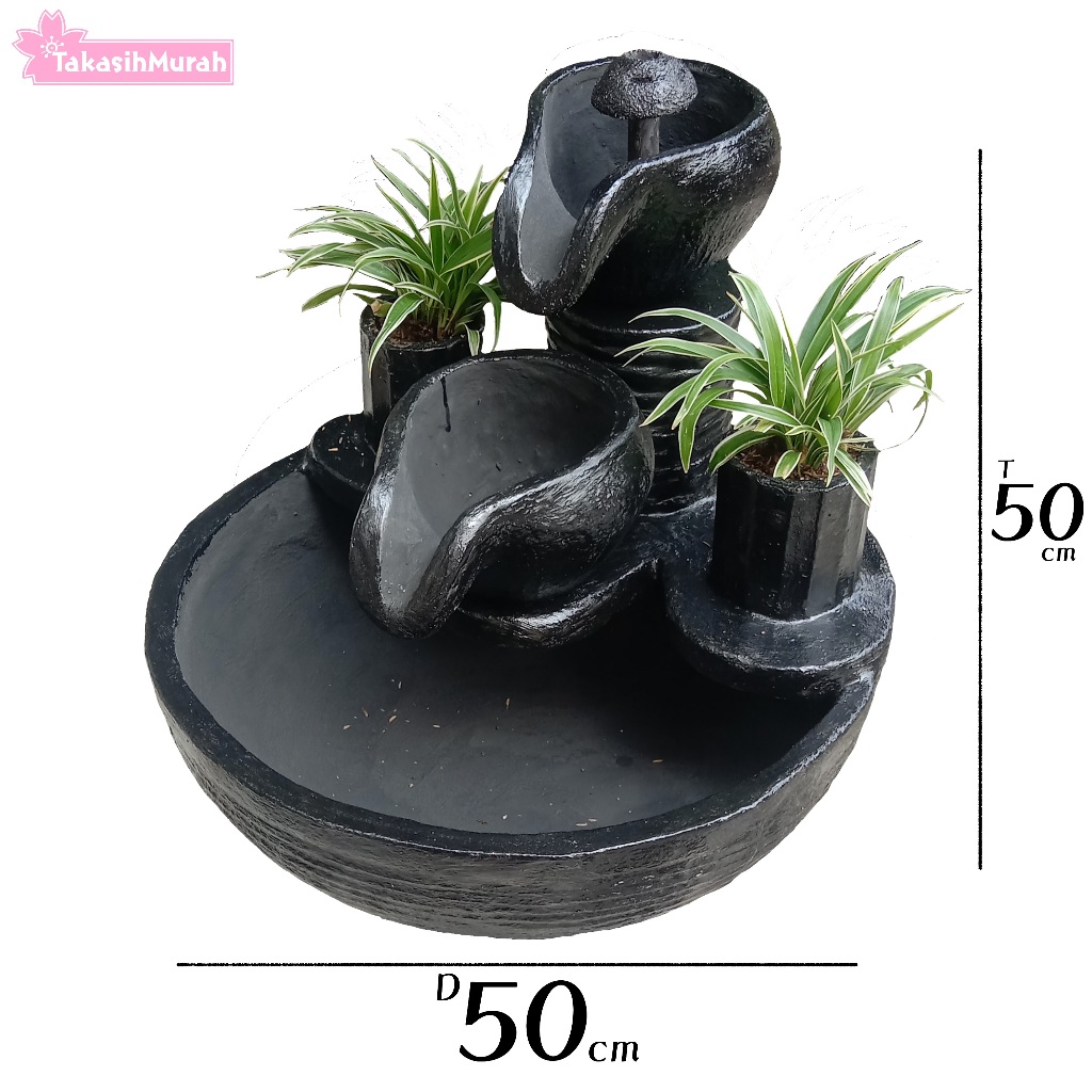 Air Mancur Minimalis Kolam ikan - Diameter 50 cm, Tinggi 50 cm - 2 Kendi Pancuran