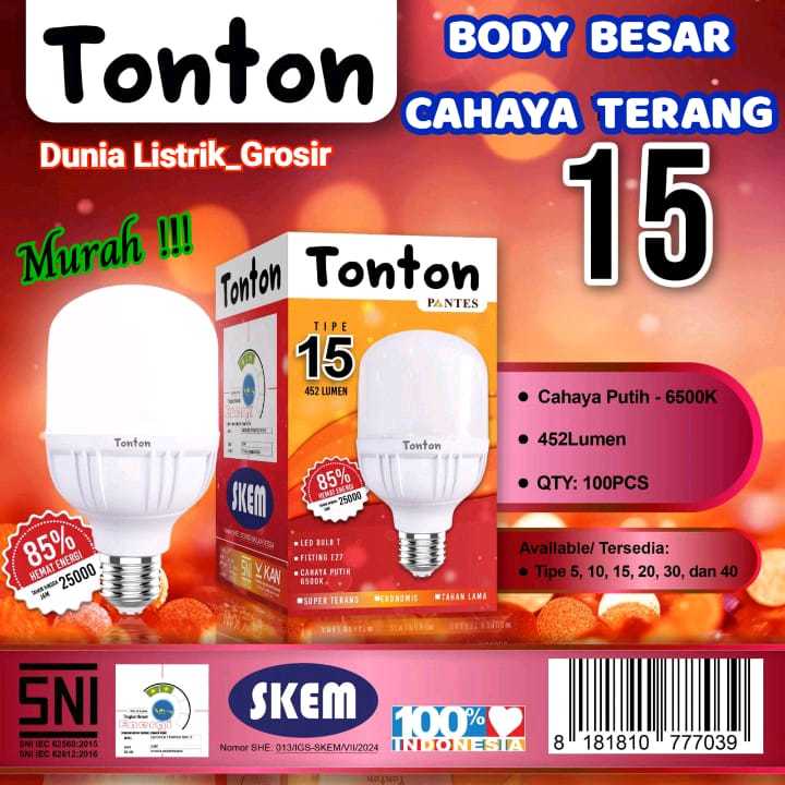 Lampu Led Tabung TONTON 15w Led Murah Led Terang Capsule Lampu, Grosir Murah
