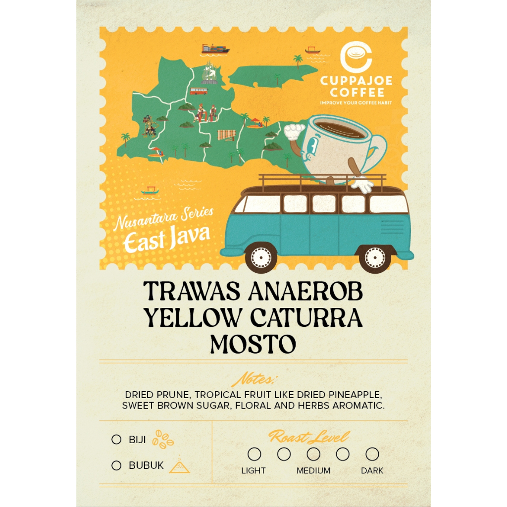 

Kopi Arabika Trawas Anaerob Yellow Caturra Mosto 100 gram Biji