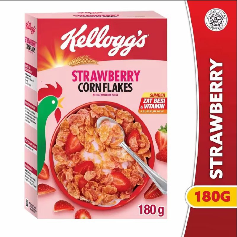 

Kelloggs Strawberry Corn Flakes Sereal 180g Sereal Sarapan