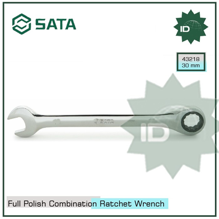 Kunci Ring Pas 30mm Full Polish Combination Ratchet Wrench 43218 SATA TOOLS