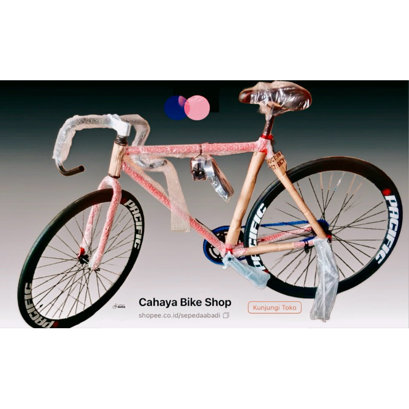 Sepeda Fixie Ukuran 700c Frame Besi Oversize Rem Torpedo Stang Drogbar Velg 4Cm