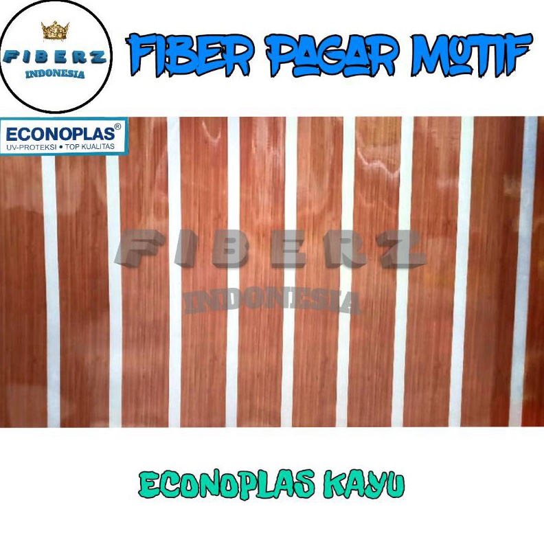 ECONOPLAS  Fiber Plastik Penutup Pagar Motif KAYU Meteran