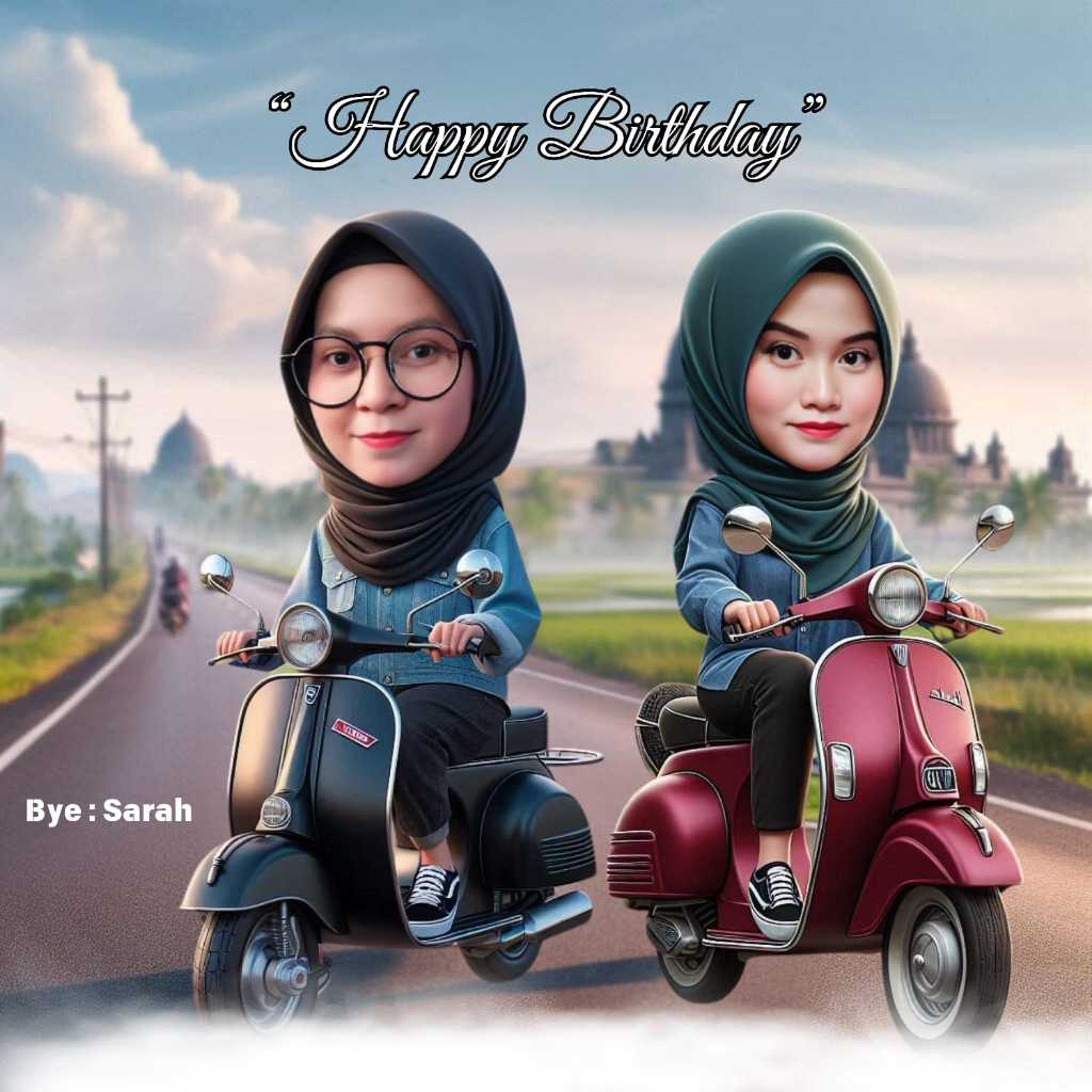 Edit Foto Karikatur 4D | Hadiah Perpisahan/Kado Ulang Tahun