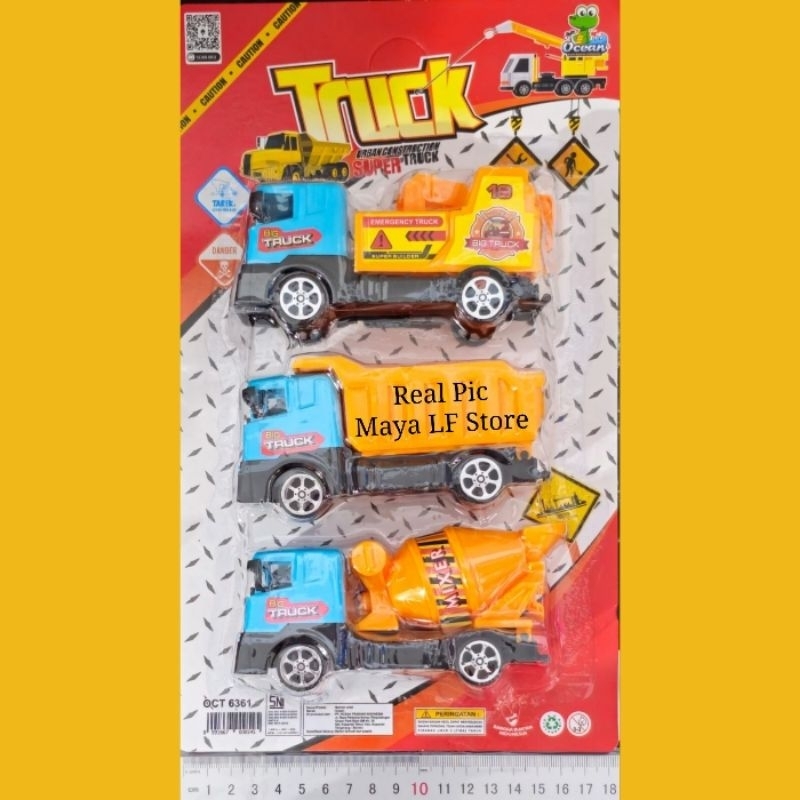 Truck OCT 6361 6337 Mainan Anak Mobil Truk Emergency Mixer Molen Dump Truck Terlaris Topper Hiasan D