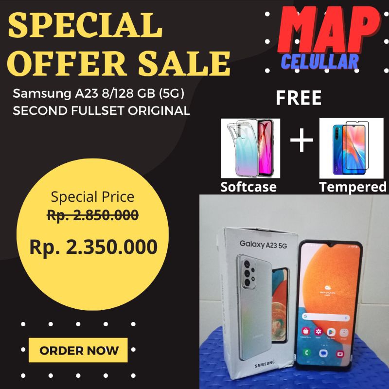 Samsung A23 8/128GB (5G) Second Fullset Original Berkualitas