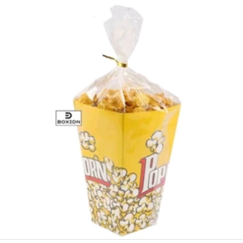 10pcs tempat Popcorn Box Popcorn Dus Popcorn Kotak Popcorn dengan plastik dus popcorn 9x9x16