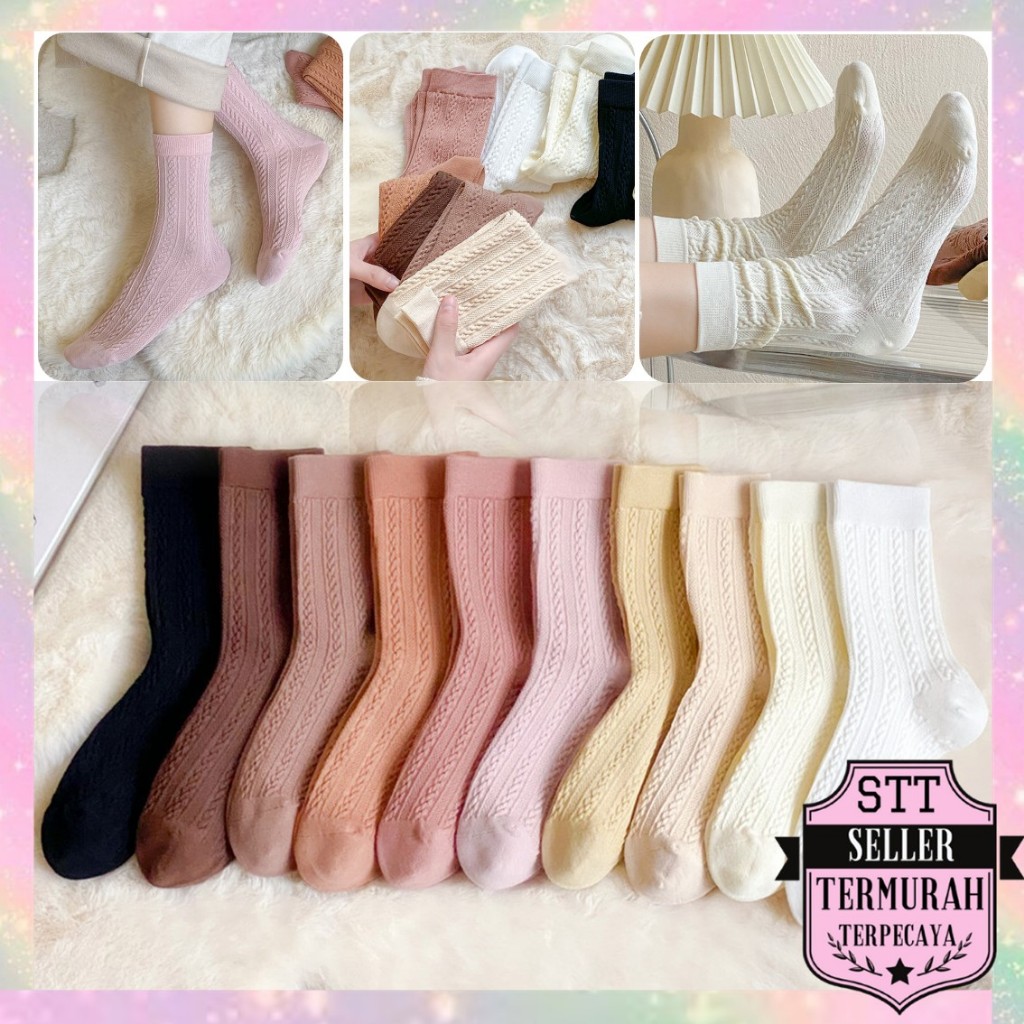 STT Kaos Kaki 6997 Kaos Kaki Panjang Wanita Dewasa Embos Renda Kaos Kaki Wanita Korean Style