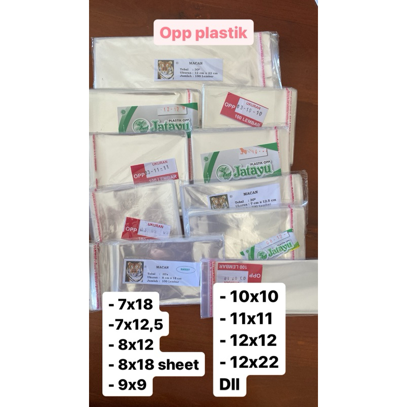 

plastik opp lem / opp uang buket / opp roti / opp risol