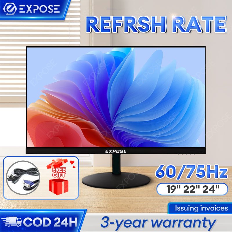 Monitor pc 19 inch Panel IPS Full HD 75 Hz Monitor 19 inch LCD/LED/HDMI/VGA Kantor PC Resmi 3 Tahun