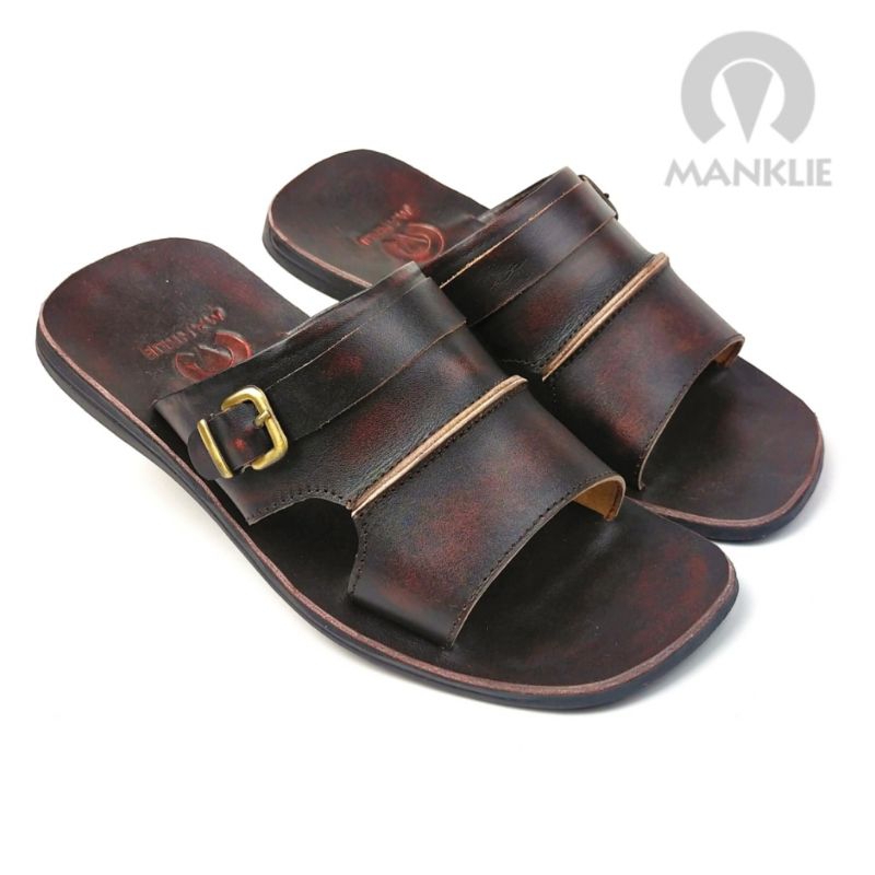 KNY Sandal Pria Flat shoes Full bahan kulit asli