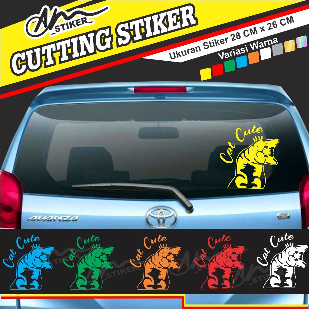 CUTTING STIKER KACA MOBIL BELAKANG STIKER KUCING 04