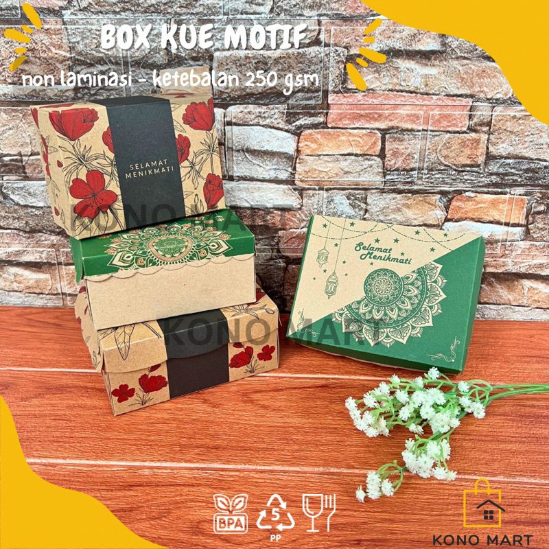 Box Snack Kue Motif Selamat Menikmati Bunga Hijau R3 R5 / Dus Snack R3 R5 Motif Hijau Selamat Menikm