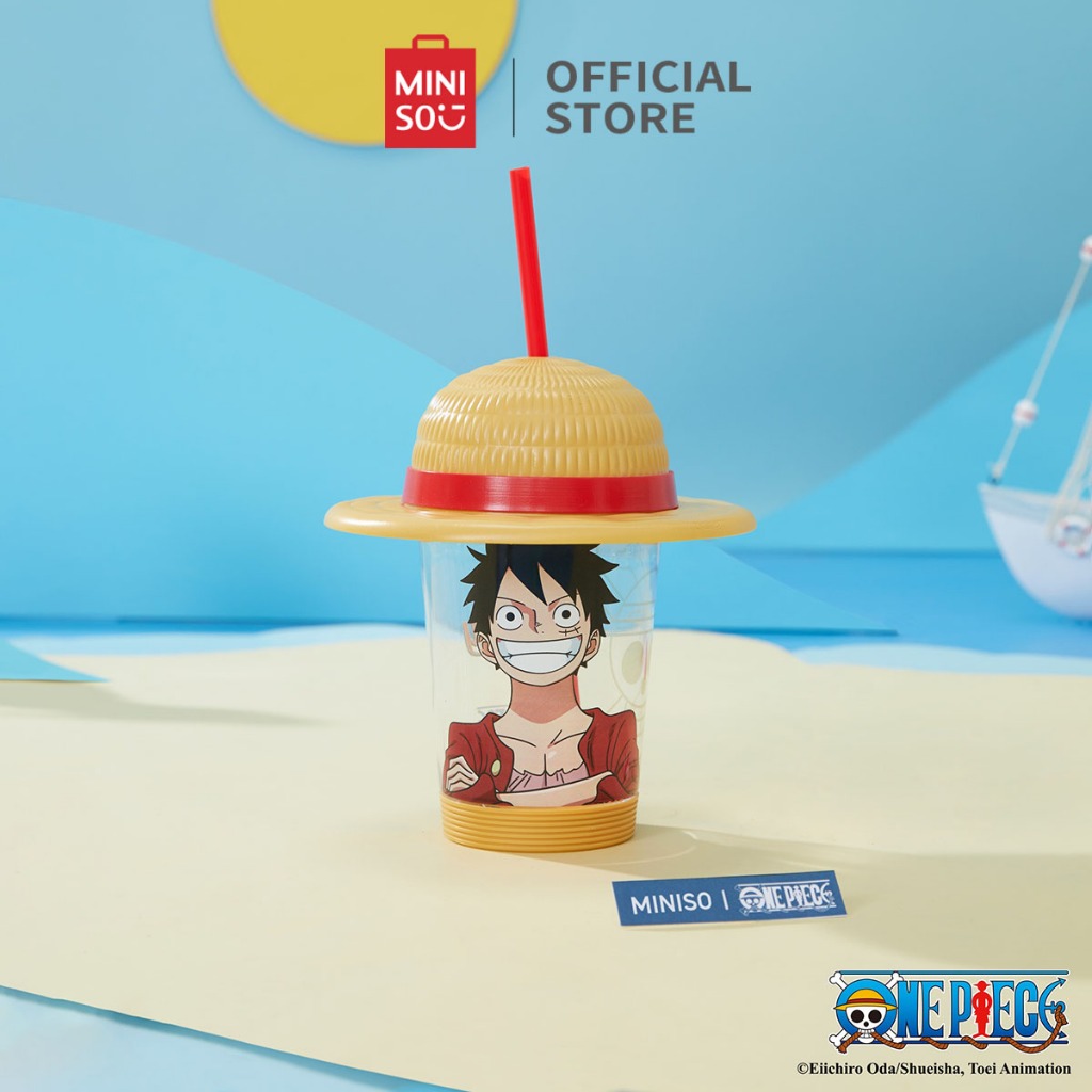 Miniso x One Piece Classic Collection Cangkir Minum Desktop Topi Gelas Plastik Dengan Sedotan Botol 