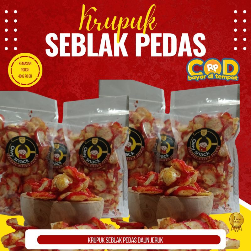 

Krupuk Seblak Pedas Daun Jeruk Pouch 40gram 70gram by CemalCemil