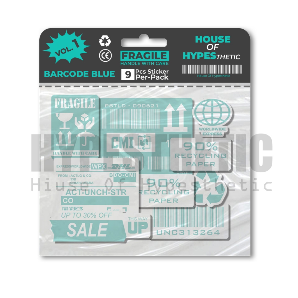 

Sticker Hypebeast and Aesthetic Hypesthetic Waterprooft untuk Case Hp, Laptop, dsb || BARCODE FRA.GILE LABLE BARCODE BLUE