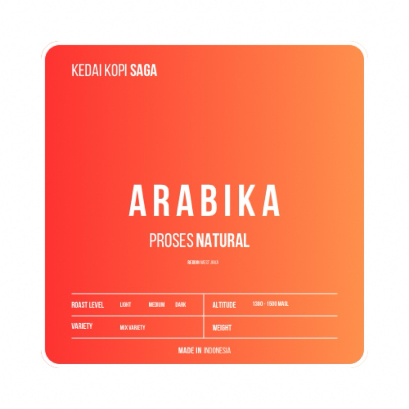 

biji kopi arabika natural 100gr medium roast java preanger origin kopi saga