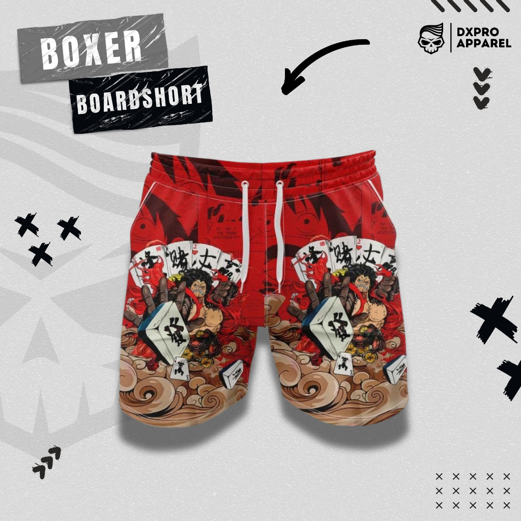 CELANA PENDEK BOXER ONE PIECE FULLPRINTING LUFFY GEAR