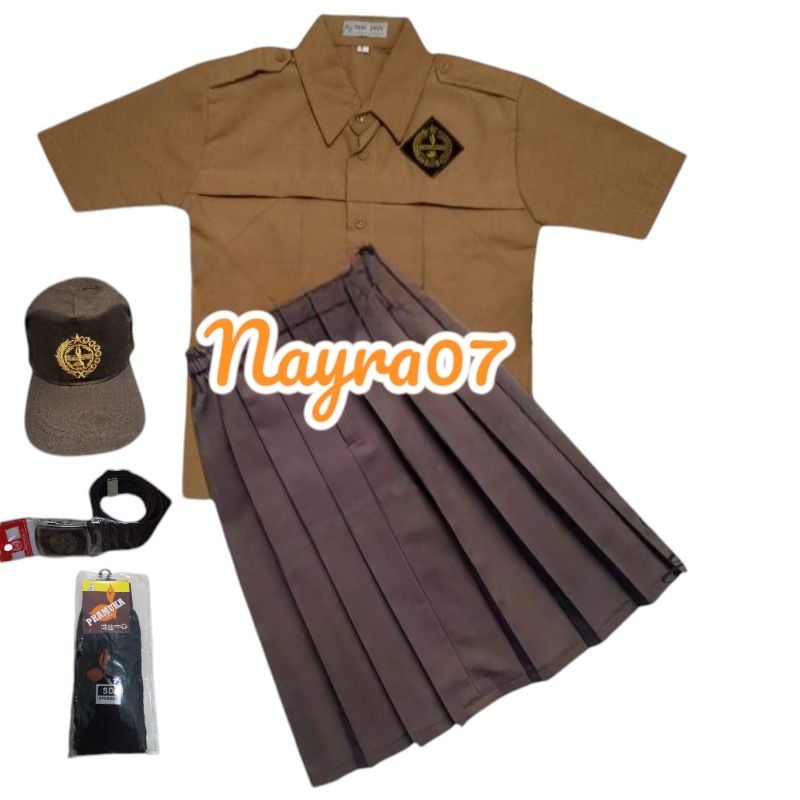 set kengkap baju pramuka pendek rok pramuka pendek sd anak perempuan
