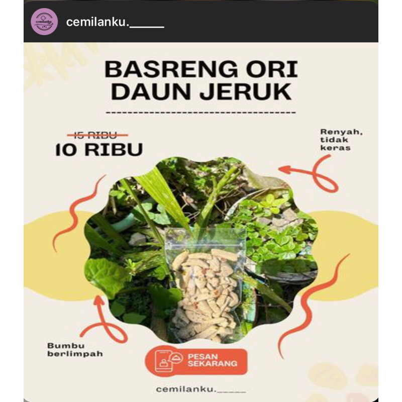 

basreng ori asin gurih & pedas daun jeruk