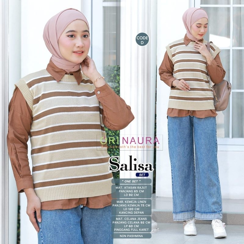 SALISA ONE SET 3in1 (atasan+cln+kemeja) ORIGINAL BY ORINAURA