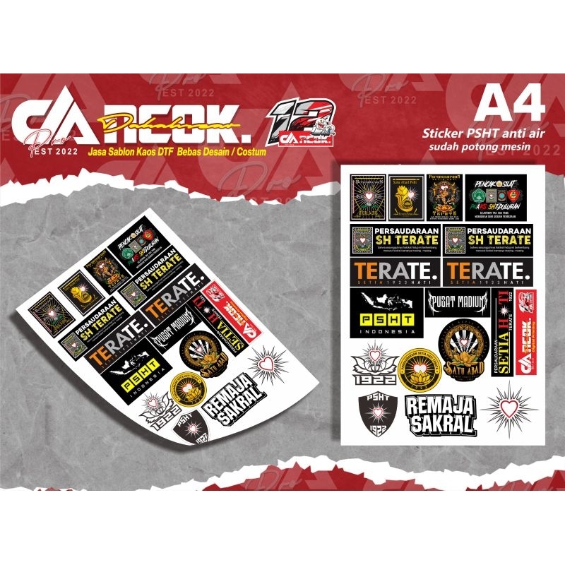 

sticker isi banyak PSHT anti air A4 isi banyak + cut
