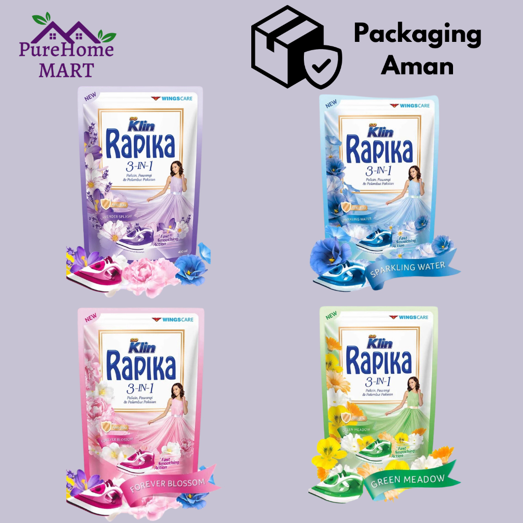 Rapika Pewangi Pakaian Refill 3 in 1 - Ungu Lavender/Biru Sparkling Water/Merah Forever Blossom/Hija