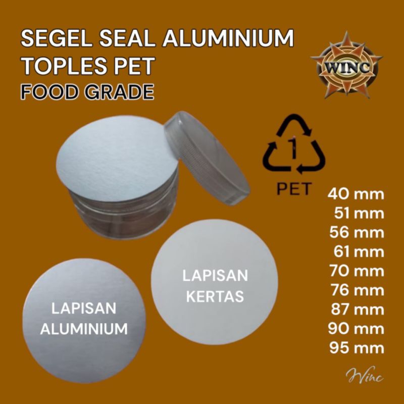 Segel Seal Aluminium Toples Plastik PET