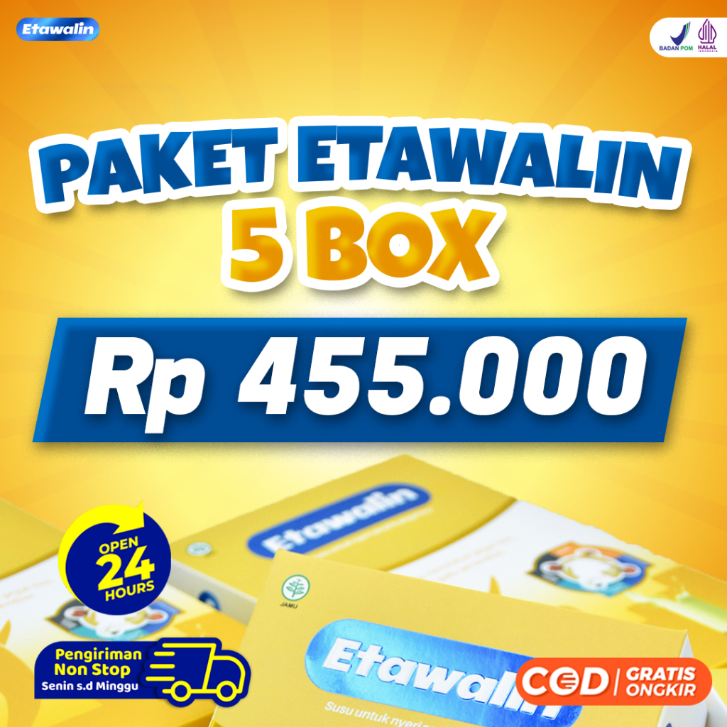 

Promo 5 Box Etawalin - Susu Etawa Premium Cegah Pengapuran Tulang, Nyeri Sendi dan Rematik