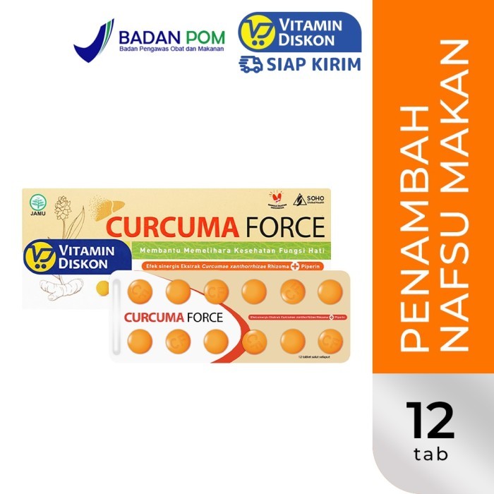 CURCUMA FORCE 1 STRIP 12'S | Suplemen Penambah Nafsu Makan Dan Memelihara Kesehatan Fungsi Hati