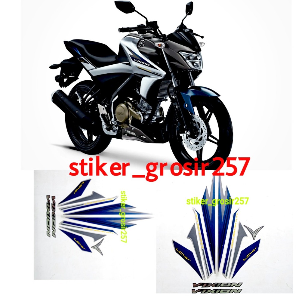 STIKER STRIPING & LIS BODY MOTOR VIXION ALLNEW 2017 2018 SILVER STANDAR