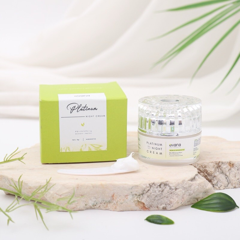 NIGHT CREAM PLATINUM - MENCERAHKAN & MENYAMARKAN FLEK HITAM evana beauty care