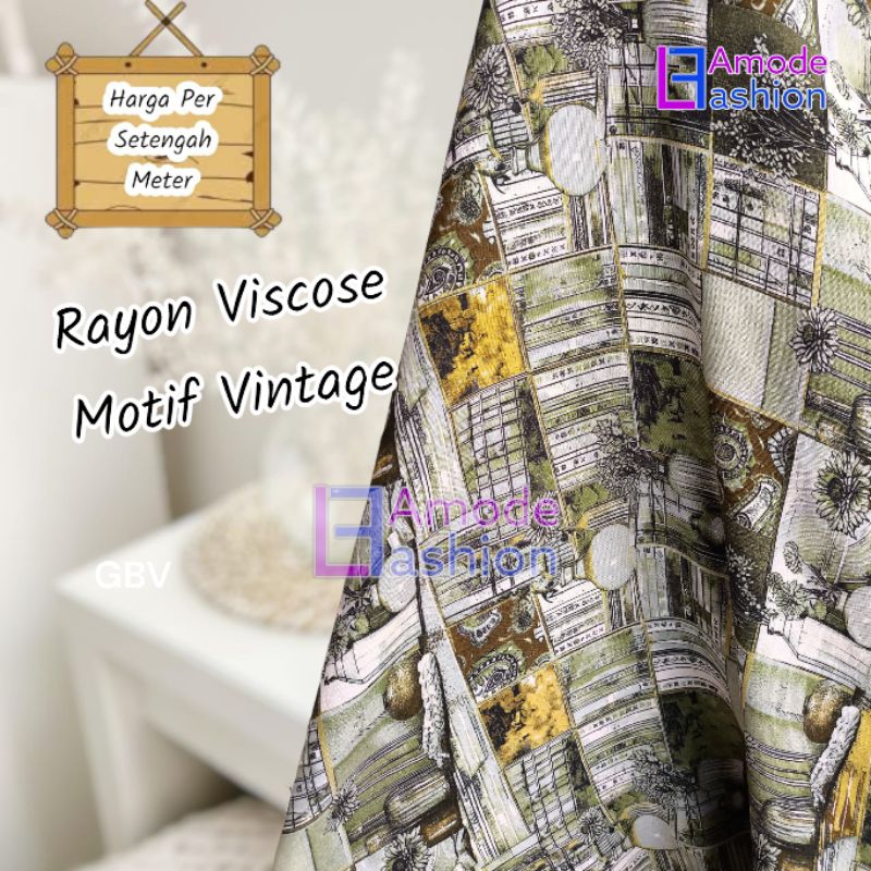 Kain Rayon Viscose Motif Vintage