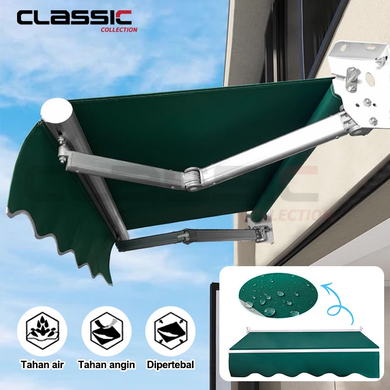 CODAwning Gulung Kanopi Lipat 3 Meter Kanopi Buka Tutup Manual dan Automatic Bahan Kain Premium