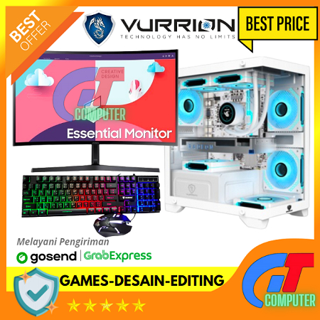 PC Gaming Fullset AMD Ryzen 5 5600GT SSD 256GB lengkap LED 24 inc Keyboard Mouse GAMING
