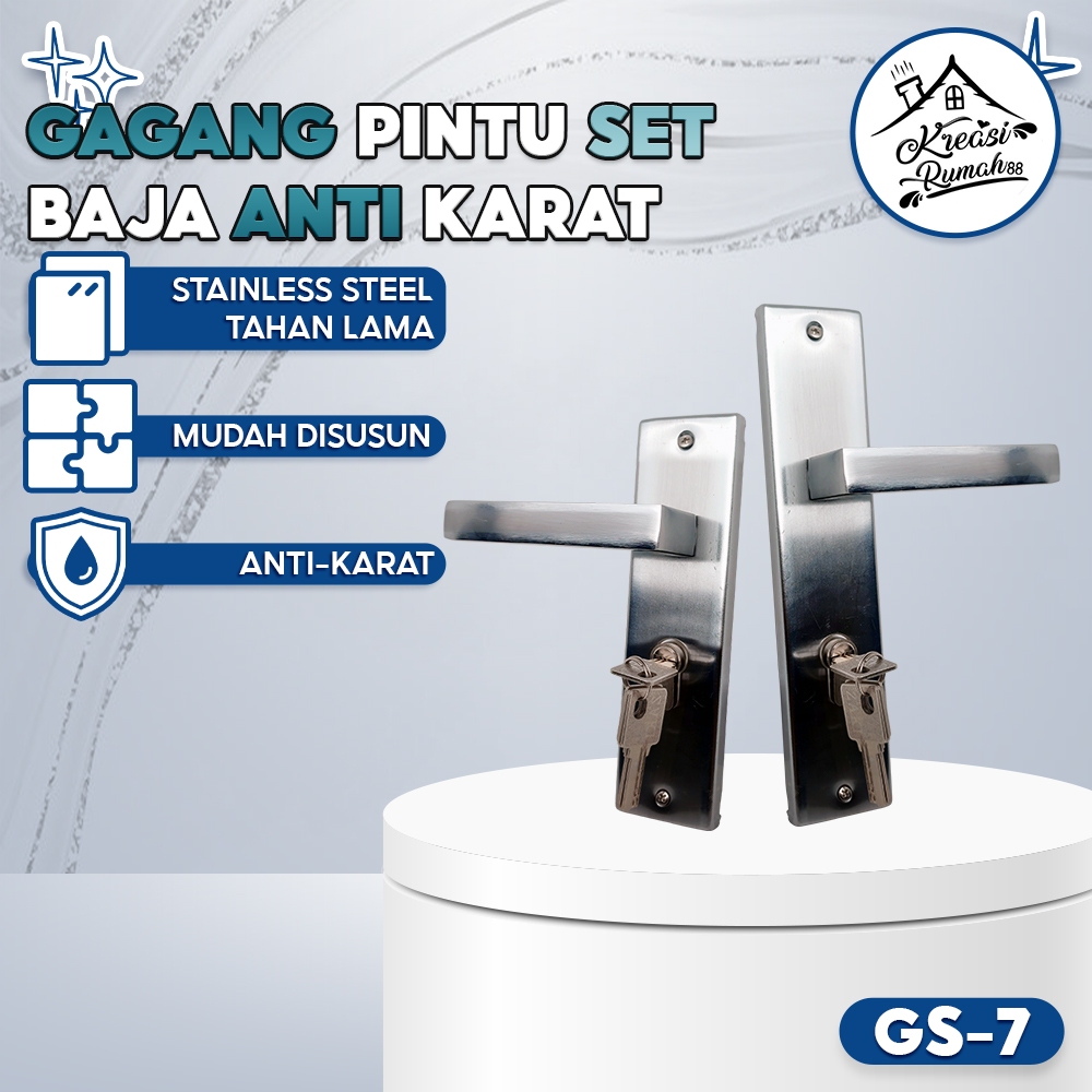 Gagang Pintu Interior Baja Tahan Karat Set Kunci Pintar Handle Set Tanggung
