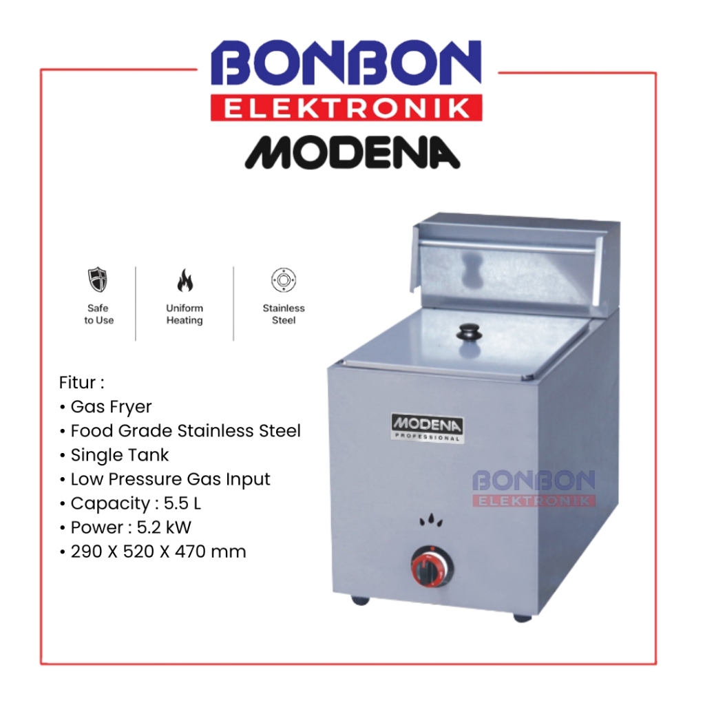 Modena Gas Deep Fryer FF 1050 GNSS / Penggorengan Gas FF 1050 5.5 L