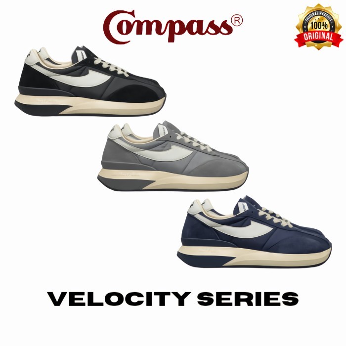 [ORIGINAL] Sepatu Compass Velocity Black, Grey, Navy / Compass Retrograde Velocity