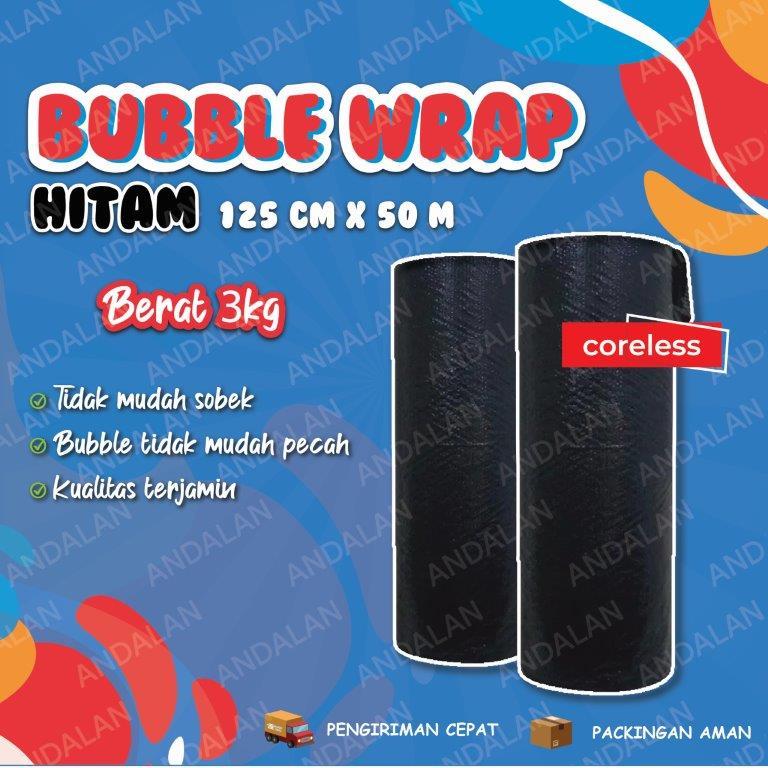 

Bubble Wrap Roll Hitam 125cm x 50m berat 3kg Coreless
