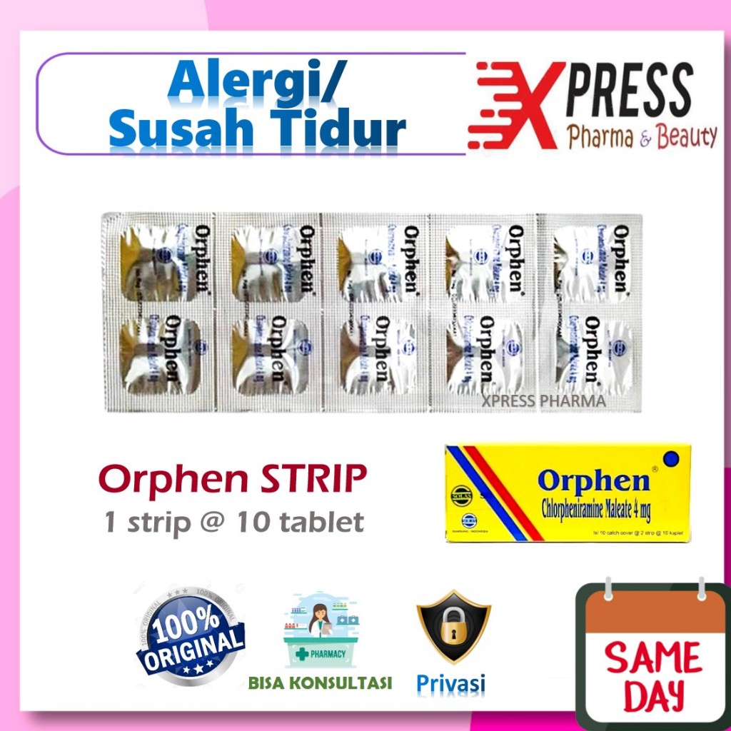 ⚡XPRESS⚡ STRIP ORPHEN Obat Alergi Gatal Susah Tidur CTM Orpen Orpehn Open Ophen isi 10 tablet