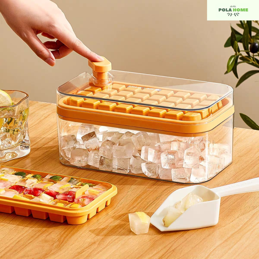 Pola Ice Cube Alat Cetakan Es Batu Food Grade Ditekan Kotak Penyimpanan Es Batu Artefak Es Beku