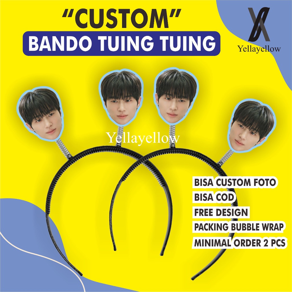 Bando tuing tuing custom , custom foto, tulisan, bando konser kpop korea