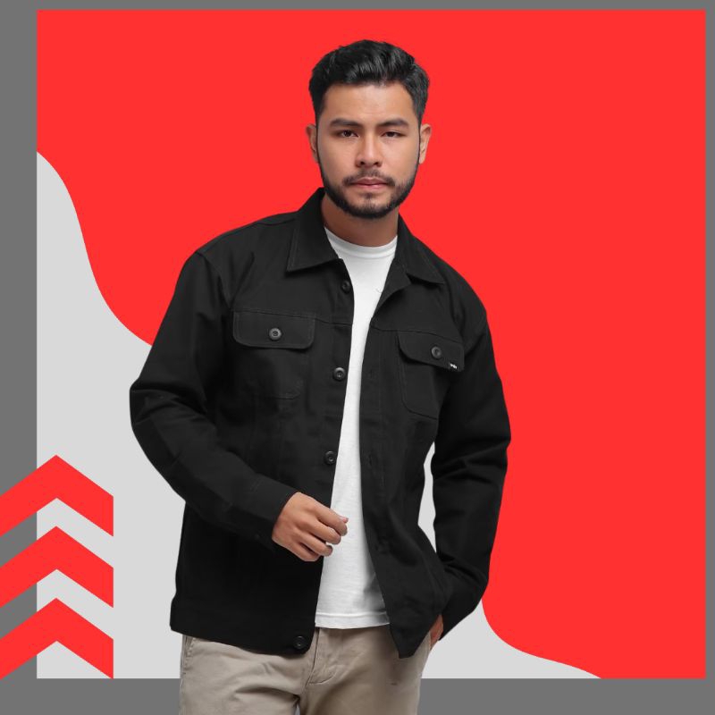 Baju Pakaian Kemeja Pria  Cowok Atasan Cowo Panjang Semi Parka Outer Murah Keren Kekinian Terbaru