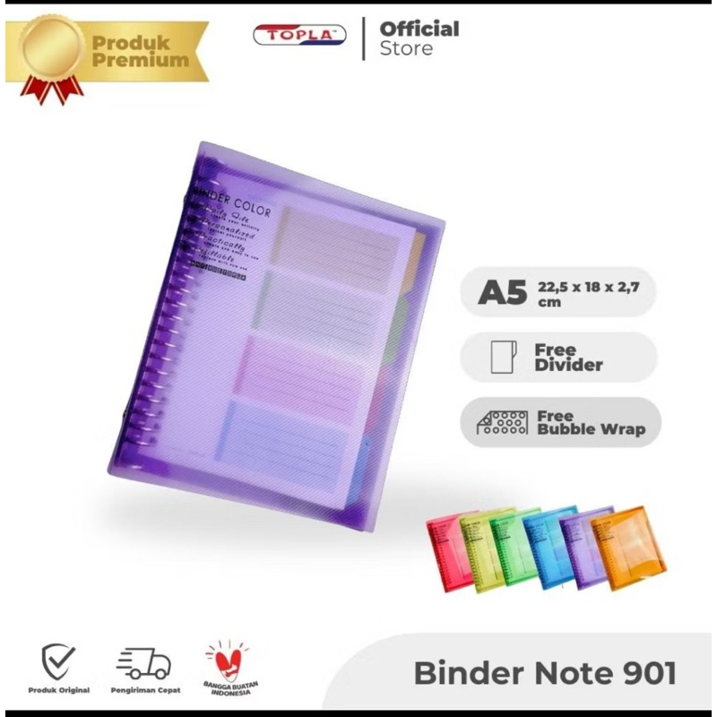 

TOPLA Binder Note 901 Buku Catatan kuliah Sekolah Planner Jurnal Ukuran A5 20 Ring Warna Pastel