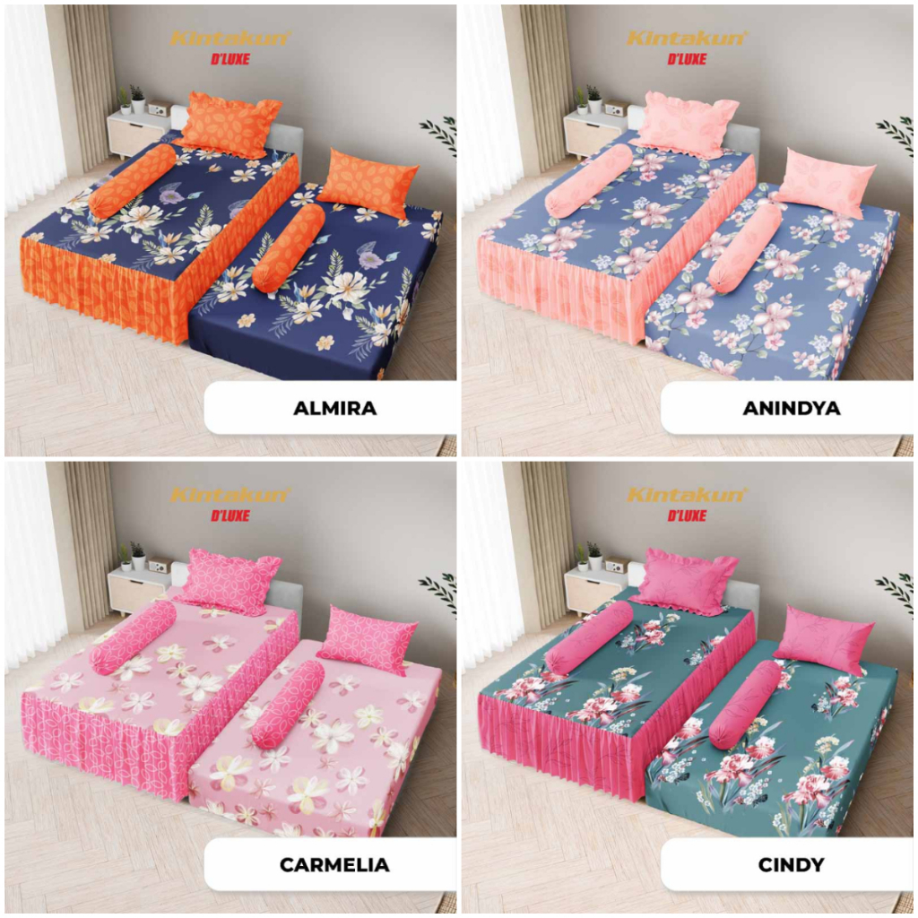 Sprei Kintakun Dluxe 2in1 Bed Sorong Size 120 x 200 ( 4 kaki) Bunga
