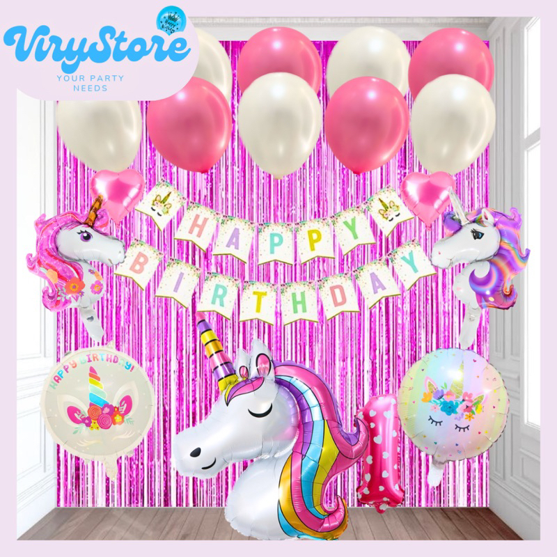 [VS] Paket Set Dekorasi Ulang Tahun Unicorn/ Paket Ulang Tahun Unicorn